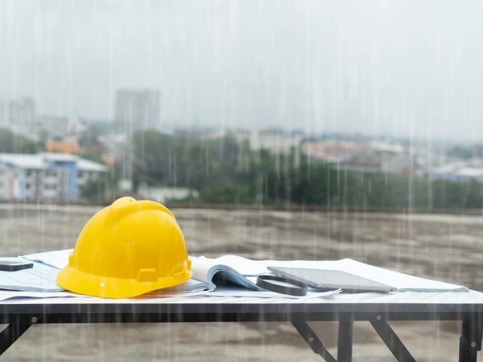 Regn på byggeplass